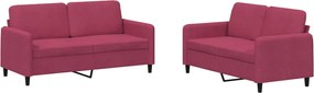 vidaXL Set canapele, 2 piese, roșu vin, catifea