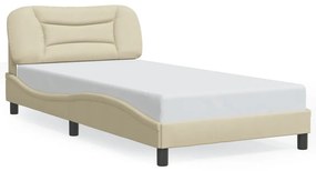 3207756 vidaXL Cadru de pat cu tăblie, crem, 100x200 cm, textil