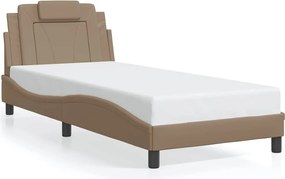 vidaXL Cadru de pat, Viana, fără saltea, cappuccino, 90x190 cm, piele ecologică