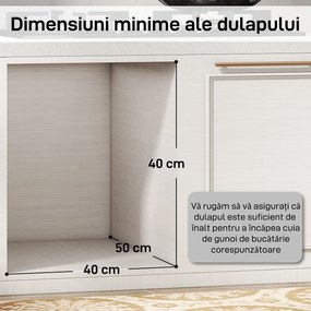 HOMCOM Cos de Gunoi Extractibil Sub Chiuveta 31L, 3 Recipiente Detasabile, 48x34,3x35,1 cm, Gri Deschis | Aosom Romania