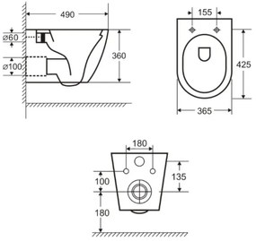 Set vas wc suspendat rimless cu capac soft close Oslo si set rezervor wc incastrat Grohe Rapid SL cu set fixare si clapeta crom Skate Cosmopolitan