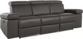 Canapea cu Recliner, tetiere reglabile, LED în partea de jos, culoare maro închis, material piele artificială, 229 cm lungime