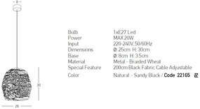 Lustra design natural din ratan Vendo natur 28cm