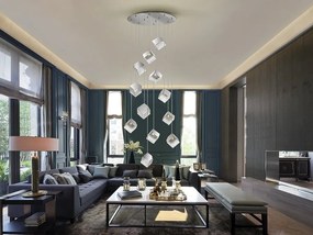 Lustra suspendata casa scarii design decorativ Priscila crom