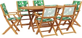 vidaXL Set mobilier de grădină 7 piese textil model frunze/lemn masiv