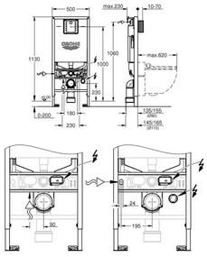GROHE 36509SH0 - Set 4 în 1 RAPID SLX, 1,13 m, din inox