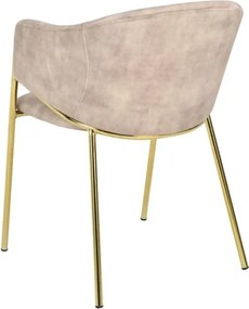 Set de 2 scaune aspect retro, Metal Auriu, Catifea Bej, NOBLESSE A-47582 VC