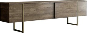 Comoda TV Luxe, nuc/auriu, PAL/metal, 180x30x50 cm
