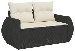 3268356 vidaXL Set mobilier de grădină cu perne, 5 piese, negru, poliratan