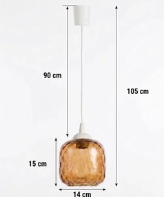 Brilagi - Lustru LED suspendat pe cablu R GLASS 1xE27/60W/230V Ø 14 cm alb/maro fumuriu