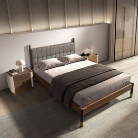 Pat dublu tapitat design LUX Dark grey, 160x200cm