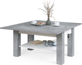 Mazzoni BRAWO Beton Millennium/Alb - MĂSUȚĂ DE CAFEA CU BLAT EXTENSIBIL ȘI RIDICABIL MASĂ CU RAFT