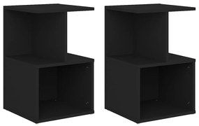 806349 vidaXL Noptiere, 2 buc., negru, 35x35x55 cm, PAL