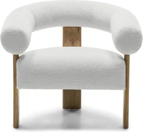 Fotoliu design alb KOKEI, stejar