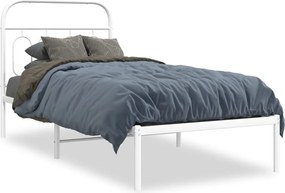 vidaXL Cadru de pat metalic cu tăblie, alb, 90x190 cm