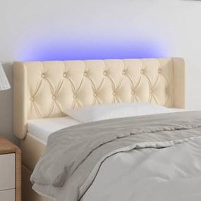 Tablie de pat cu LED, crem, 93x16x78 88 cm, textil 1, Crem, 93 x 16 x 78 88 cm