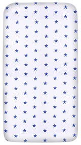 Cearceaf din bumbac cu elastic roata pentru patut 120x60 cm Kidizi Blue Stars