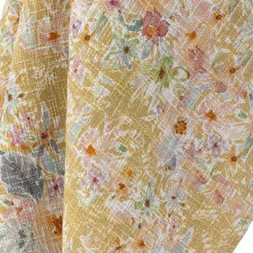 Pătură din bumbac, cu model floral imprimat în galben, verde și roz, „Manoj", 152 x 127 cm