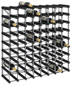325916 vidaXL Suport de vinuri, 72 sticle, negru, lemn masiv de pin