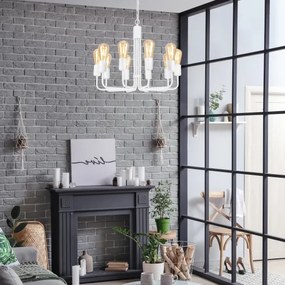 Lustră pe lanț TIFFANY 10xE27/60W/230V albă