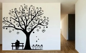 Autocolant de perete pentru interior cu motivul unui cuplu îndrăgostit sub copacul iubirii 180 x 180 cm