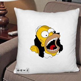 Perna Personalizata Homer Simpson Surpriza, 40x40 cm, Alb Pufos, Husa Detasabila, Perna Inclusa, BEKZ®