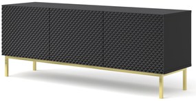 Masă TV C 3D 150 Rowanna (Negru lucios + Auriu). 1125030