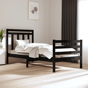 3105284 vidaXL Cadru de pat Single 3FT, negru, 90x190 cm, lemn masiv