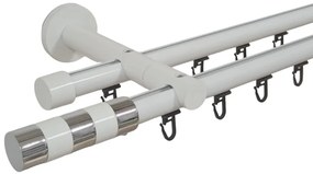 Galerie dubla teava profil alb cilindru inox 19mm/19mm (Alege marime: 160 cm)