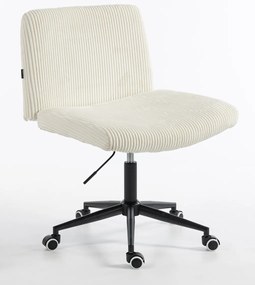 HR150K Scaun Alb din Catifea Reiată cu Bază Neagră