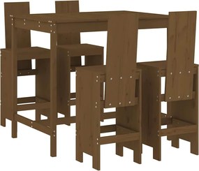 vidaXL Set mobilier bar de grădină, 5 piese, maro miere lemn masiv pin
