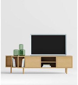 Comodă TV în culoare naturală cu aspect de lemn de stejar 189x50x44 cm Shift – Woodman
