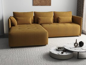 Colțar extensibil dumonde cu ladă de depozitare si sezut confortabil din spuma high-density, Malta Zoom Mustar II 235x185 cm