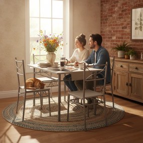 Jurhan Set de mese de dining PAUL, 5 bucăți, catifea albă