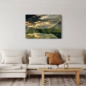 Tablou cu lac și soarele translucid (90x60 cm)