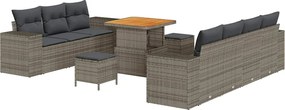 vidaXL Set de canapele pentru grădină 10 pcs Gri poliratan