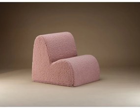 Fotoliu de copii roz cu tapițerie din țesătură bouclé Cloud – Wigiwama