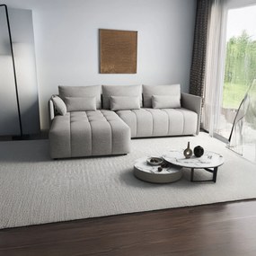 Colțar extensibil dumonde cu ladă de depozitare si sezut confortabil din spuma high-density, Malta Euphoria Dove II 235x185 cm