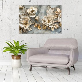 Tablou - Marmură de fundal cu flori (90x60 cm)