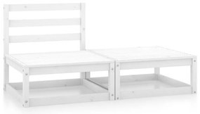 vidaXL Set mobilier de grădină, 2 piese, alb, lemn masiv de pin