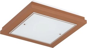 Plafoniera din lemn si sticla TABOR 42x42cm, teracota