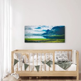 Tablou cu lac și munți (120x50 cm)