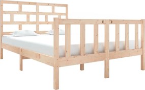 vidaXL Cadru de pat dublu, 135x190 cm, lemn masiv de pin
