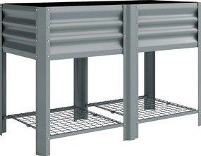 Outsunny Jardinieră Ridicată cu Raft de Depozitare, 150L, Oțel Galvanizat, Înălțime 80 cm, pentru Grădină sau Terasă | Aosom Romania
