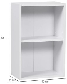 Biblioteca din lemn HOMCOM, cu raft, 40x24x61 cm, alba | AOSOM RO