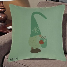 Perna Decorativa Gnom Nordic cu Cana Calda Menta, 40x40 cm, Verde, Husa Detasabila, Perna Inclusa, BEKZ®