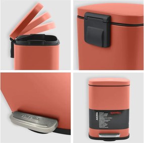 Coș de gunoi teracotă cu pedală din oțel 5 l Akira – Spirella