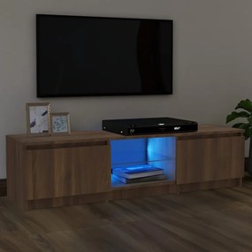 815710 vidaXL Comodă TV cu lumini LED, stejar maro, 120x30x35,5 cm