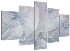 Tablou - Flori albastre pe perete (150x105 cm)