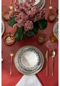 Set veselă 18 piese, porțelan, alb/albastru